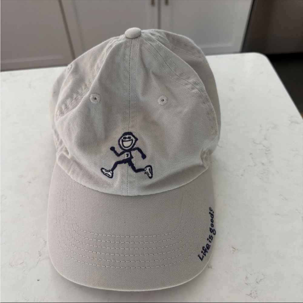 Life Is Good Hat Strapback Khaki Baseball Cap Marathon Running Jogging embroider